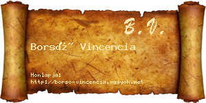Borsó Vincencia névjegykártya